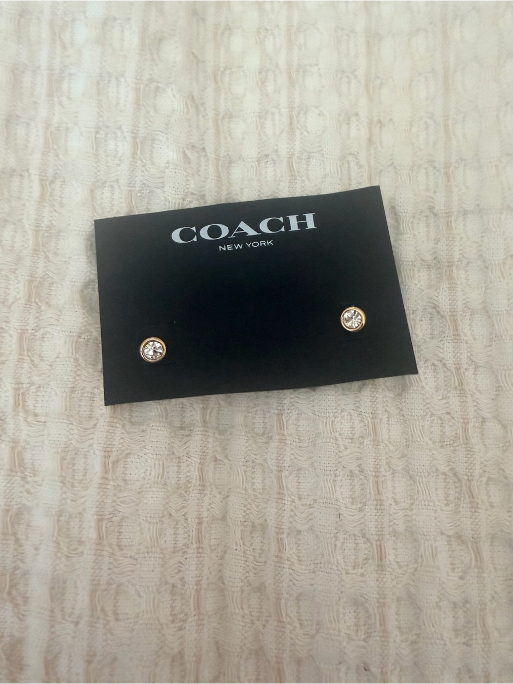COACH Gold-Tone Crystal Stud Earrings
